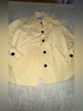 Zara Pale Yellow Button-Front Trench Coat